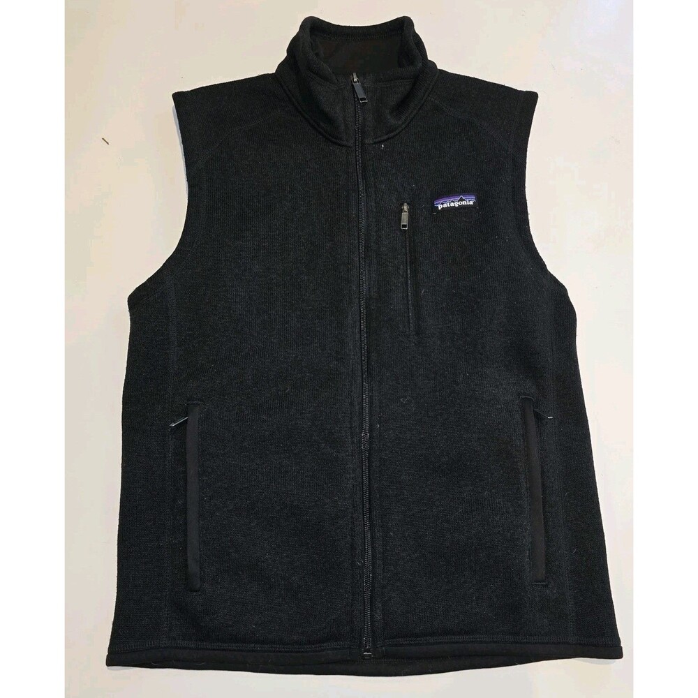 Patagonia Better Sweater Vest Mens Small Black Full Zip Fleece 25881 Logo Back